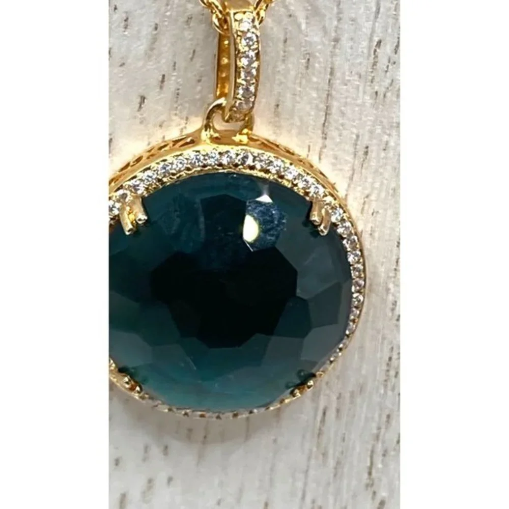 Seta 925 Silver Gold Plated CZ stones Aqua Blue Stone 16
